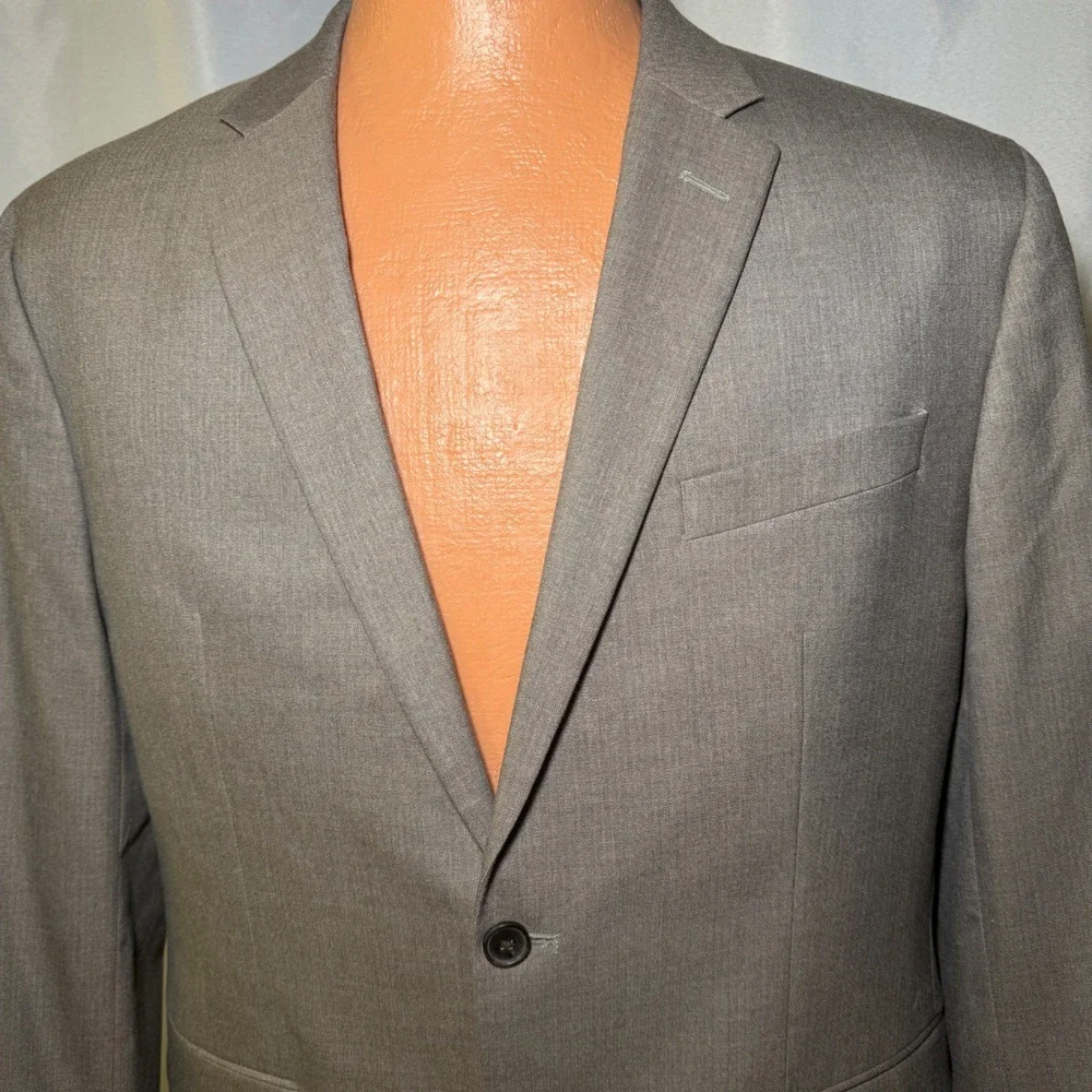 Banana Republic Mens 42L Standard Fit Taupe Herringbone Blazer Sport Coat Jacket